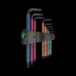 WERA Werkzeug Innensechskantschlüssel Set HEX-Plus 9-teilig 1.5/2/2.5/3/4/5/6/8/10 Mm Inbusschlüssel Schwarz